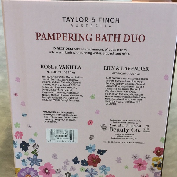 Taylor Finch Australia Pampering Bubble Bath Floral Duo NWT 2 16.9scented Bubble - Picture 13 of 16